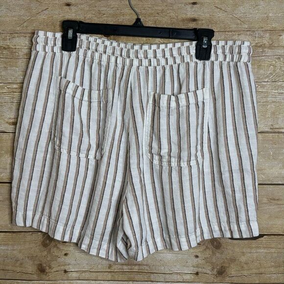 OLD NAVY STRIPED PULL ON LINEN BLEND CASUAL EVERYDAY COASTAL SHORTS SIZE LARGE - Picture 2 of 4